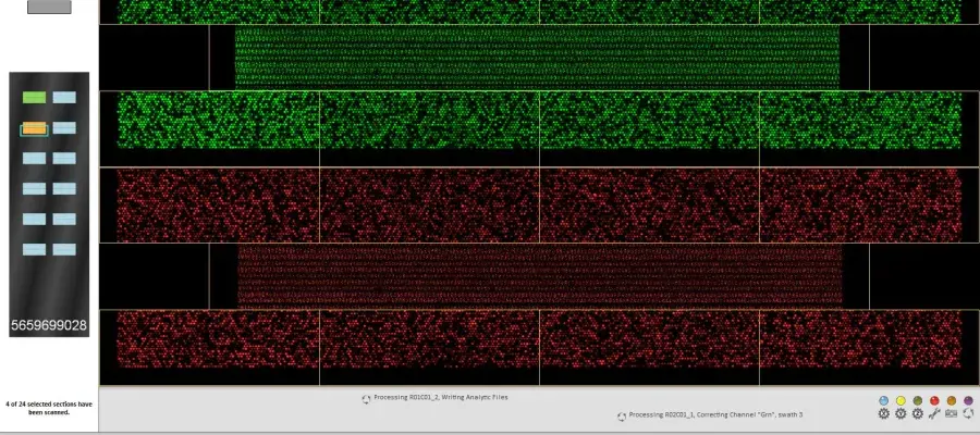 Image of an Illumina array scanning