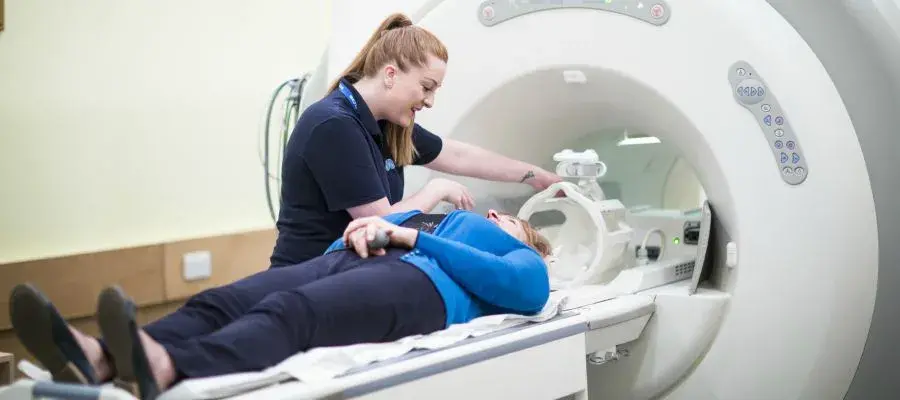 Someone having an MRI scan