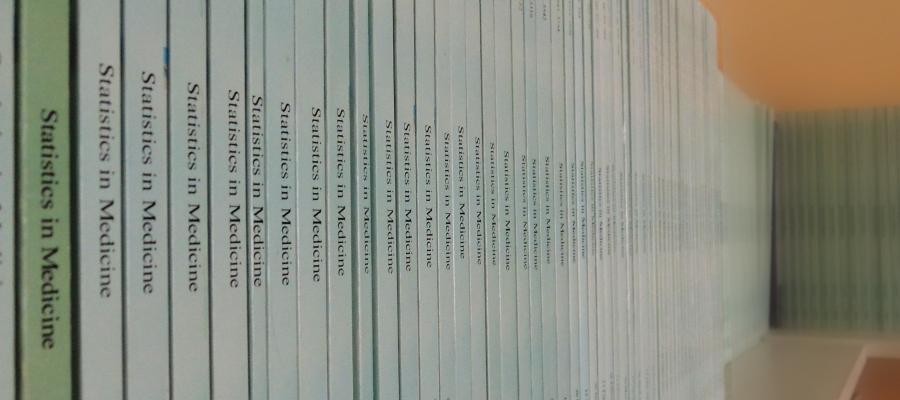 Line of books with title of Statistics in Medicine 