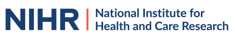 Logo for NIHR in blue lettering with red stripe