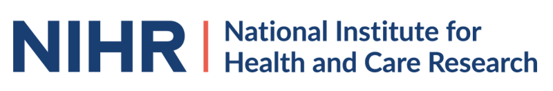 Logo for NIHR in blue lettering with red stripe